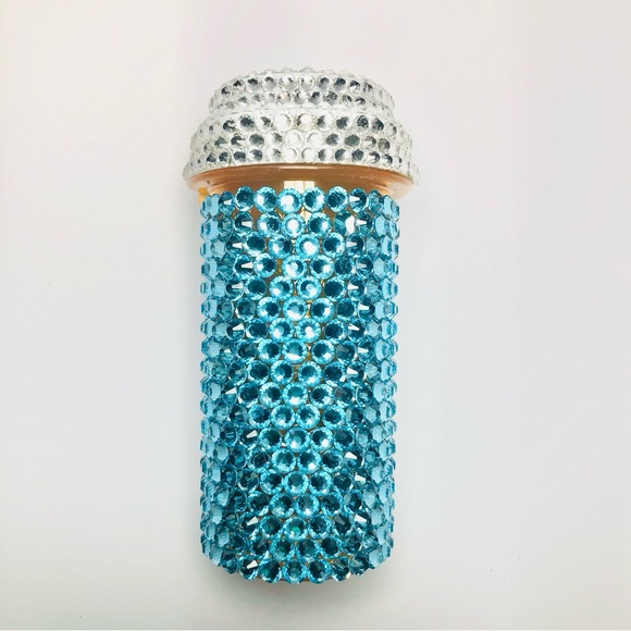 Handmade Swarovski Crystal Aquamarine Pill Bottle, 20 Dram - Picture 8 of 9